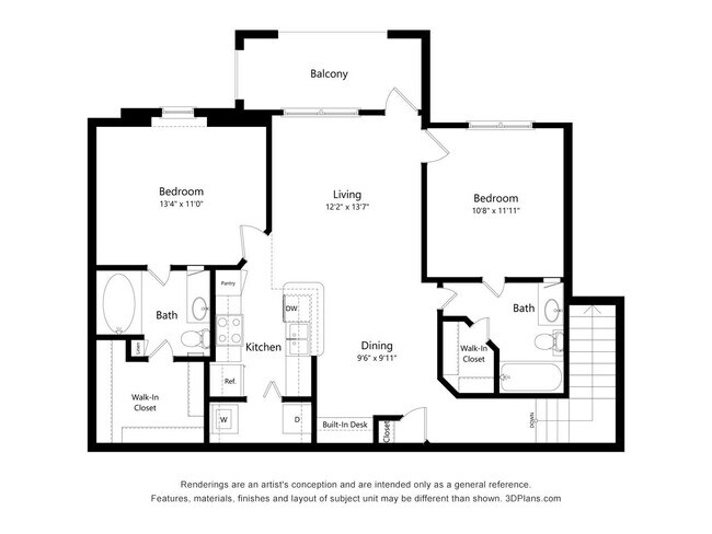 Two Bedroom Apartment - B2 1907 floor plan